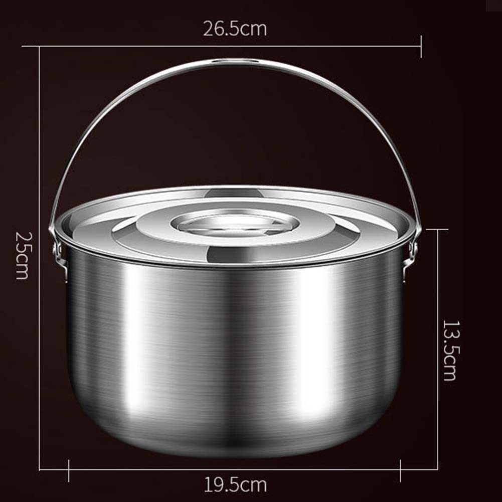 Outdoor Cooking Pot Stainless Steel with Lid and Handle for Camping Trips