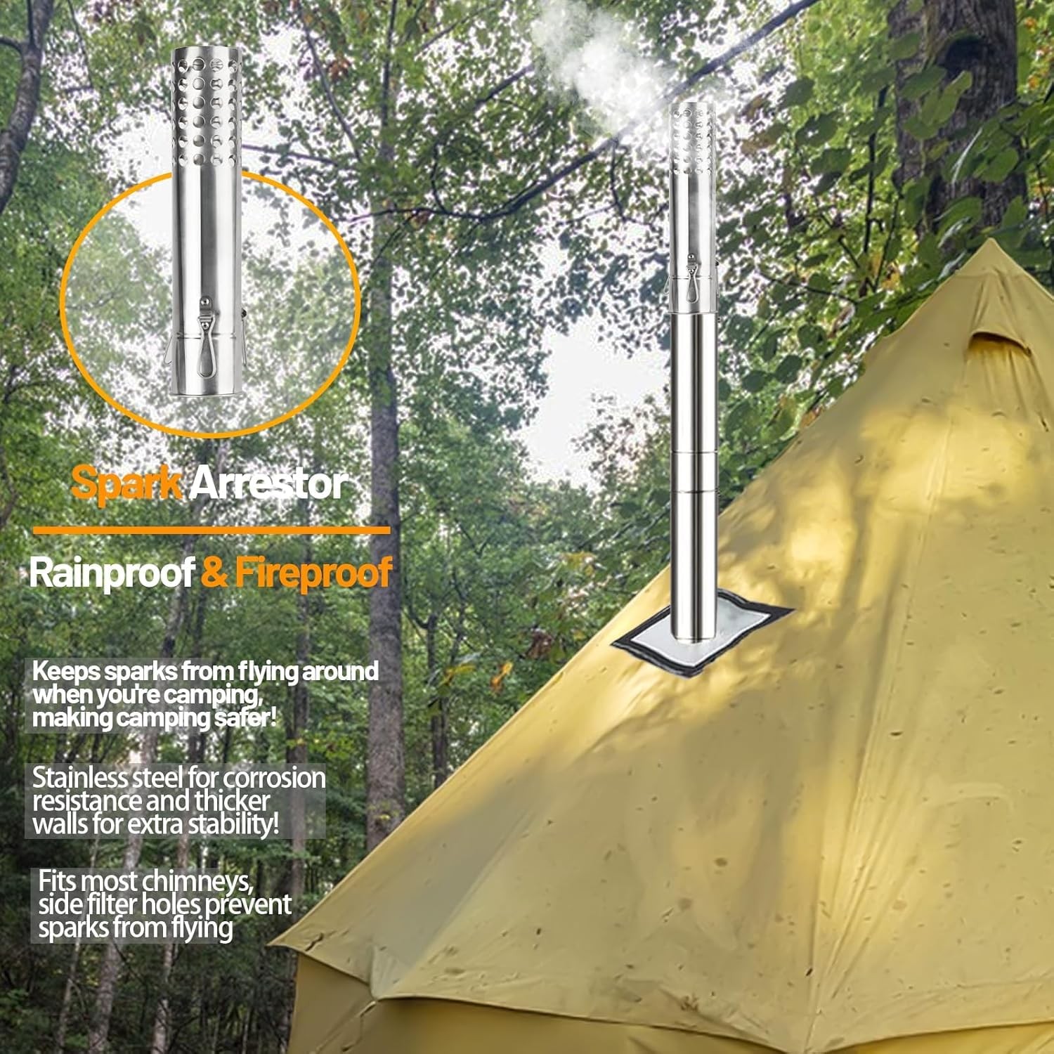 Tent Stove Wood Stove with Tall Feet,Portable Hot Tent Stove with 6 Stainless…