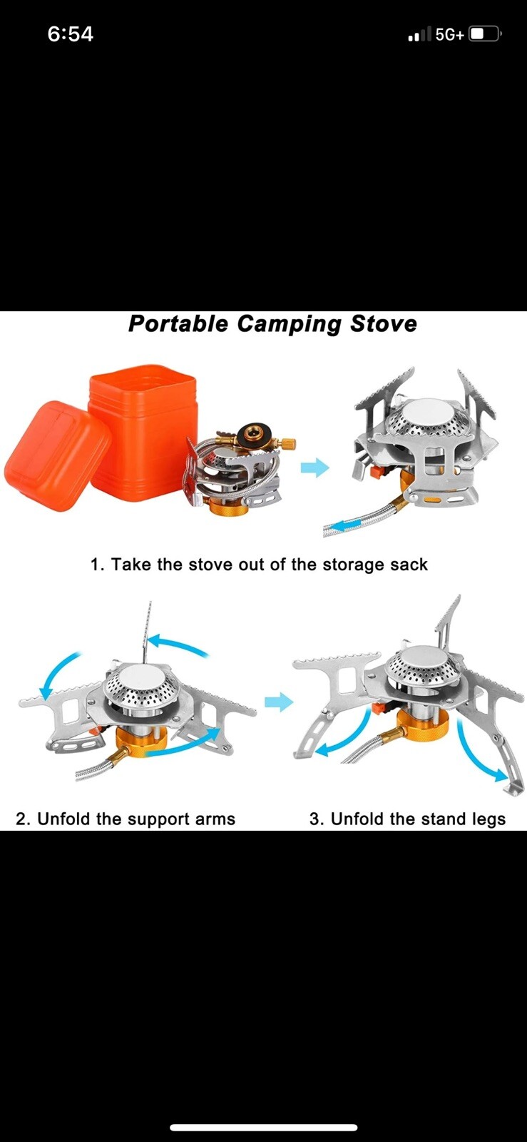3700W Portable Backpacking Camping Gas Stove with Piezo Ignition, Burner, Case