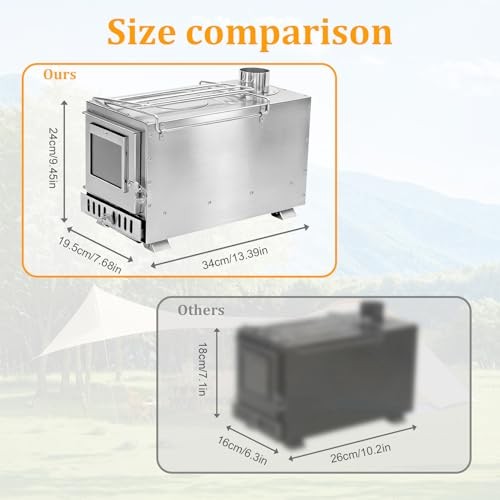 15in Wood Burning Stove with 6 Chimney Pipes – Stainless Hot Tent Stove