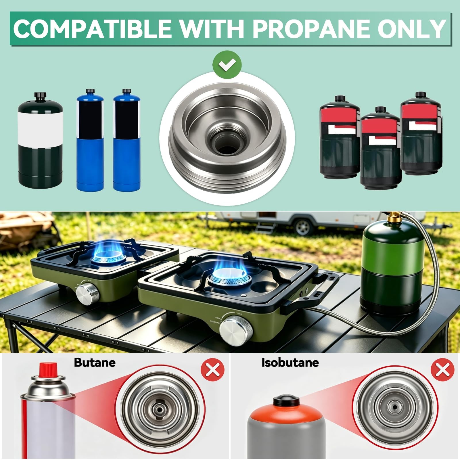 2 Burner Portable Propane Camping Stove Kit 24000 BTU Foldable Hiking Stove