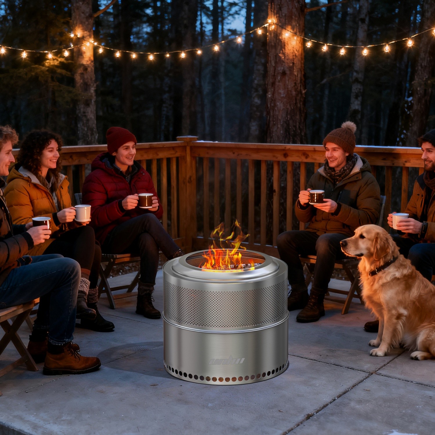 20” Smokeless Fire Pit Wood Burning Portable Stainless Steel Outdoor Fireplace
