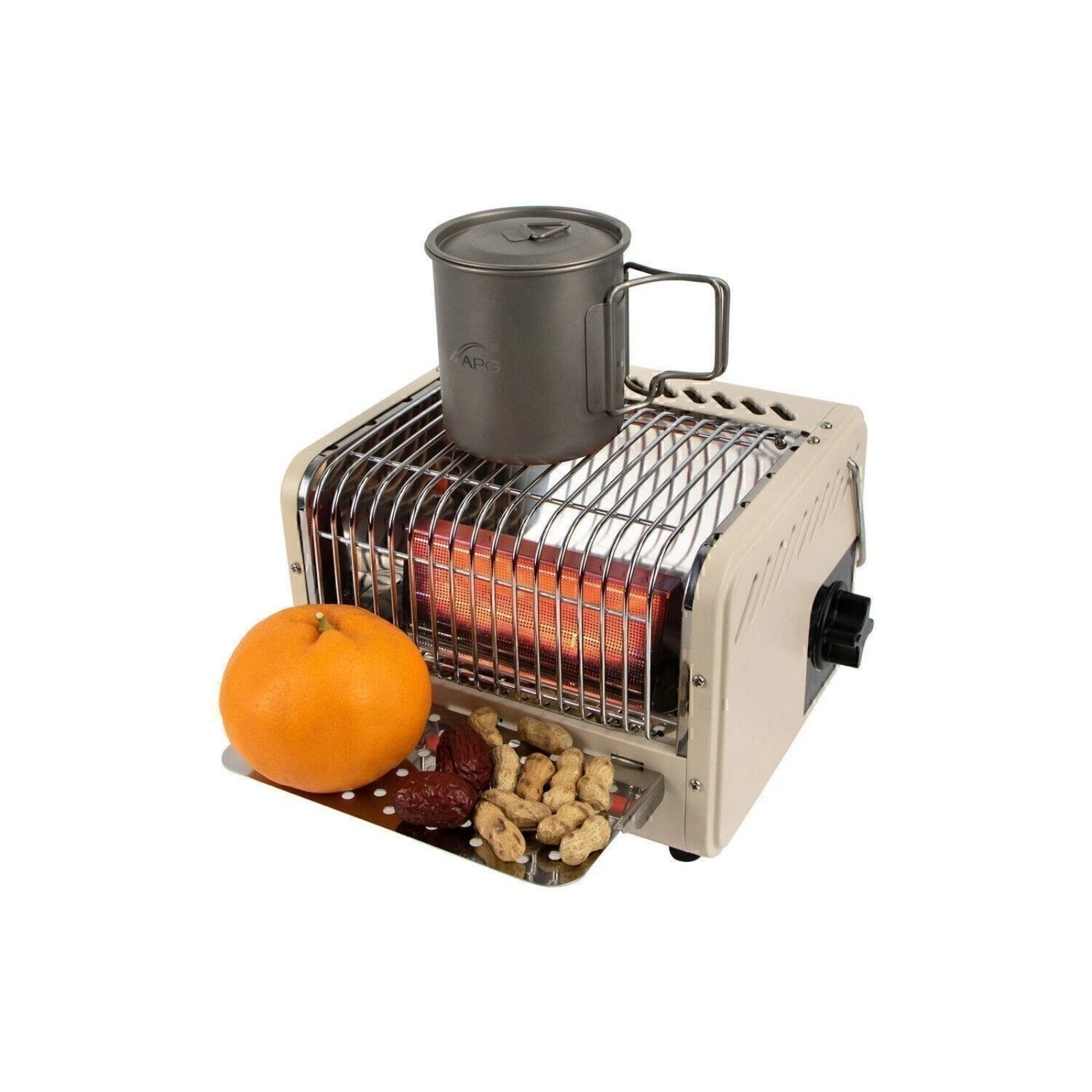 Portable Butane Gas Heater Stove 3 Zone Camping Tent Cooker w/ Warming Tray