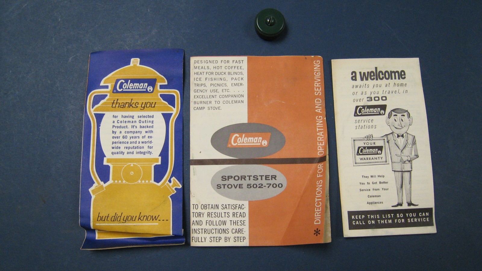 Vintage Coleman Sportster 502 Camp Stove w Box & papers Working & Excellent 1965