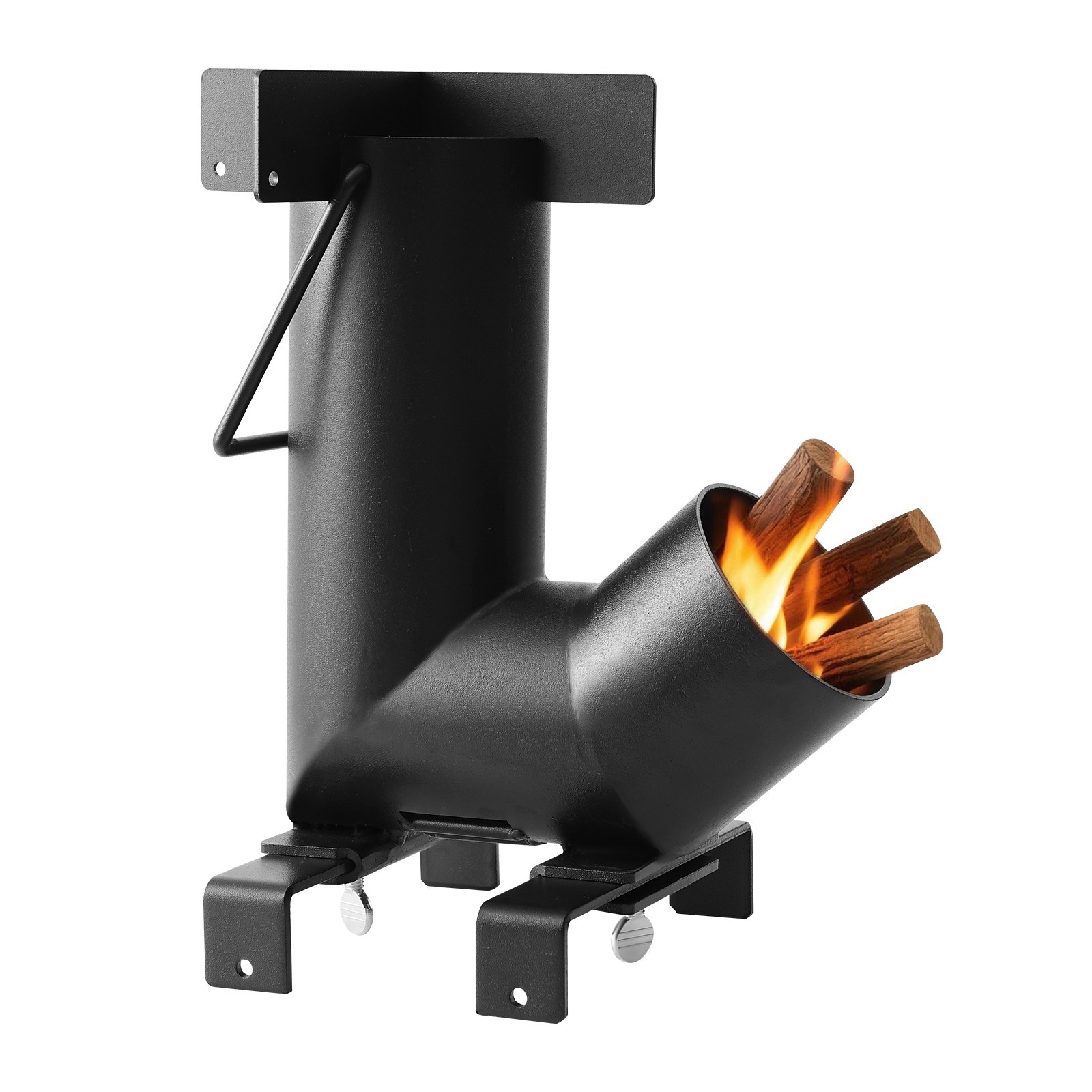 Portable Camping Rocket Stove – Burn Wood, Twigs for Outdoor Cooking, Black