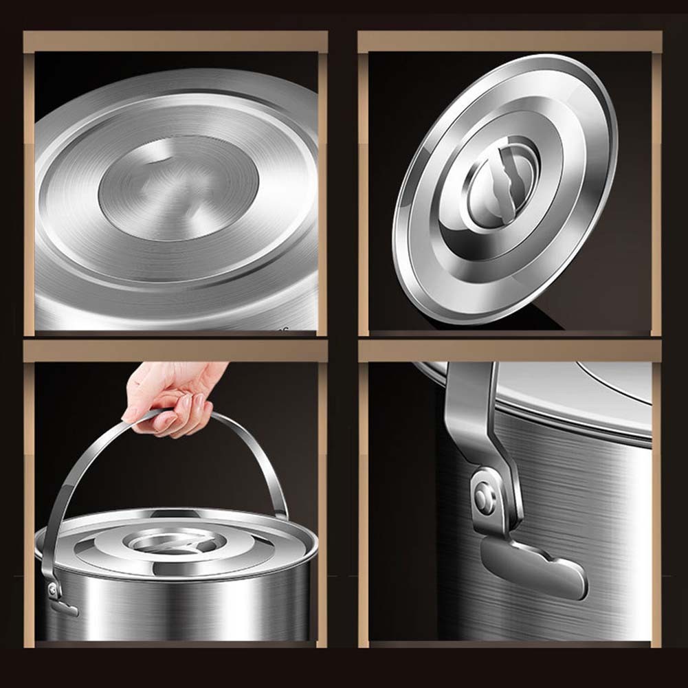 Stainless Steel Camping Cookware Pot with Lid and Handle for Outdoor Use