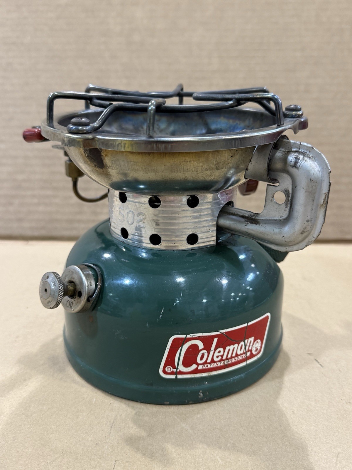 1968 Coleman ~ Single Burner #502 Backpack Stove Sunshine Of The Night-Working