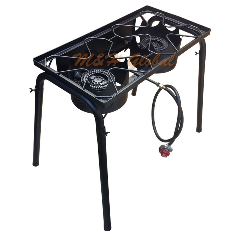Heavy Duty Double Burner Stove with Stand Gas Regulator Outdoor Camping Pinic