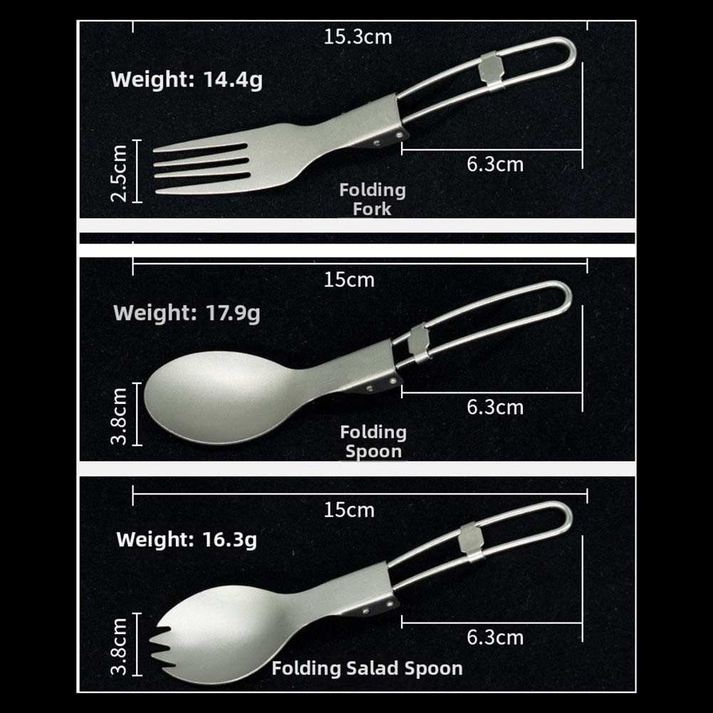 Titanium Tableware Fork Spoon Set Lightweight 17.9g for Hiking Outdoor Travel