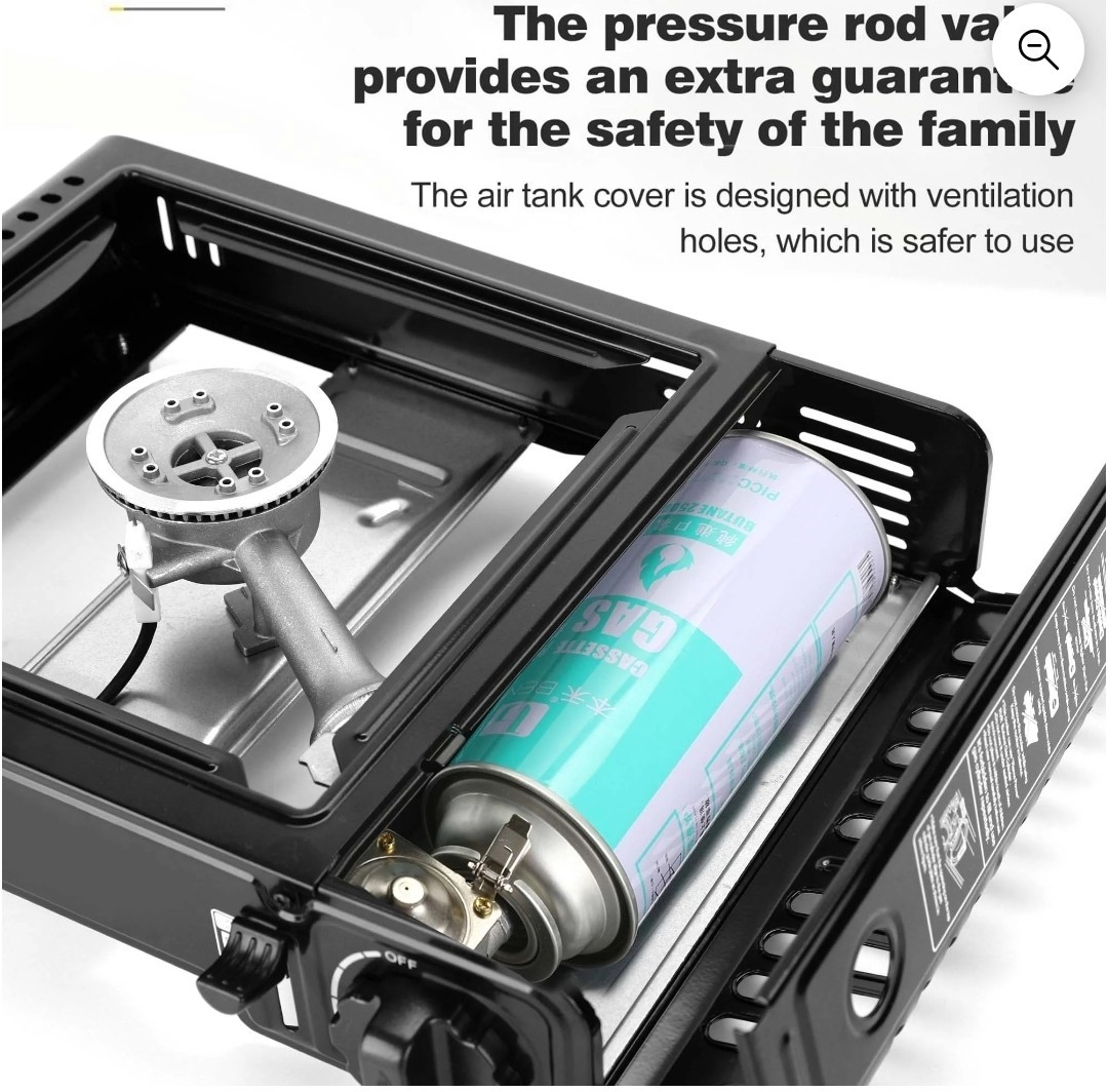 GVDV Portable Butane Stove 8530 BTU Alloy Burner Piezo Ignition Carry Case