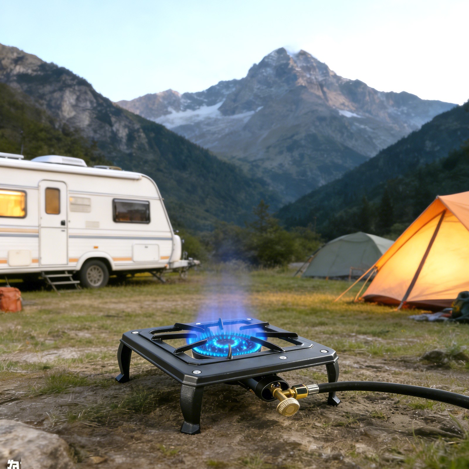 Single Burner Camping Stove Cast Iron Propane Gas LPG Outdoor BBQ Cooker US