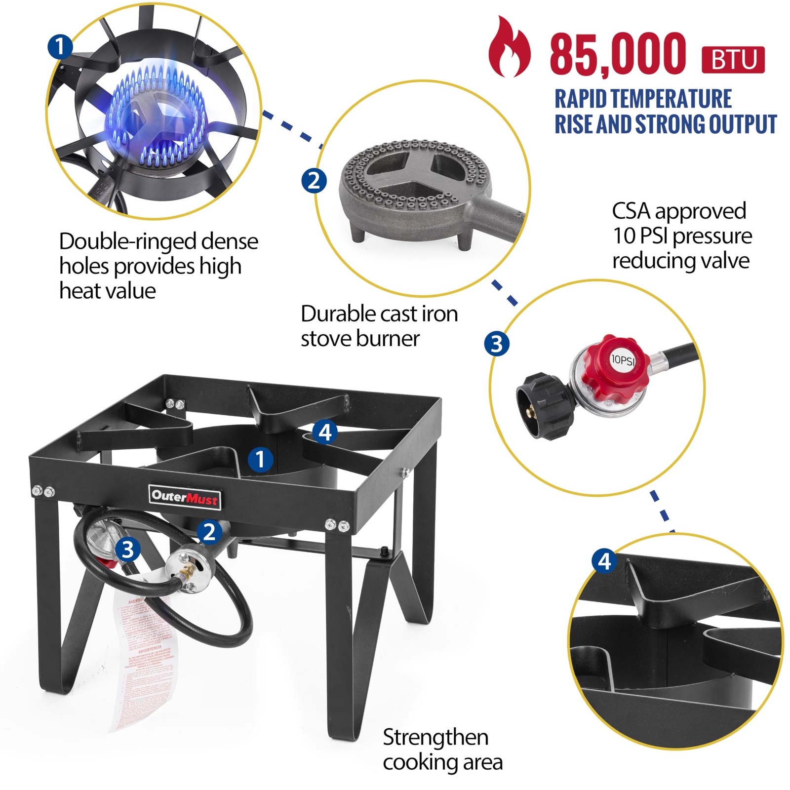 Outdoor Propane Burner Heavy Duty Propane Gas Stoves for Cooking with 10 PSI …