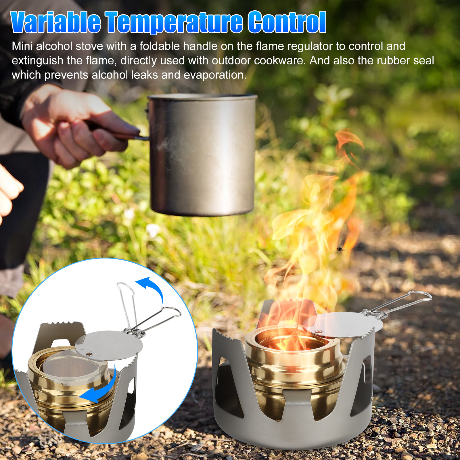 Outdoor Mini Portable Alcohol Stove Burner for Backpacking Hiking Camping Tool