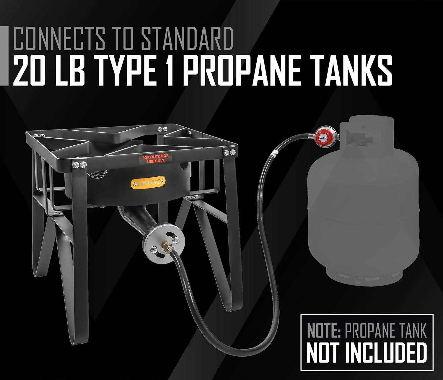 Concord Deluxe Banjo Single Propane Burner, 200,000 BTU Portable Outdoor Stove f