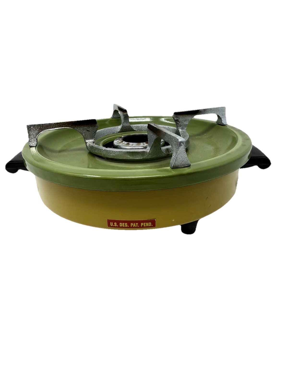 Vintage Alcohol Heater Stove Burner Camping Stove Green/Mustard Yellow