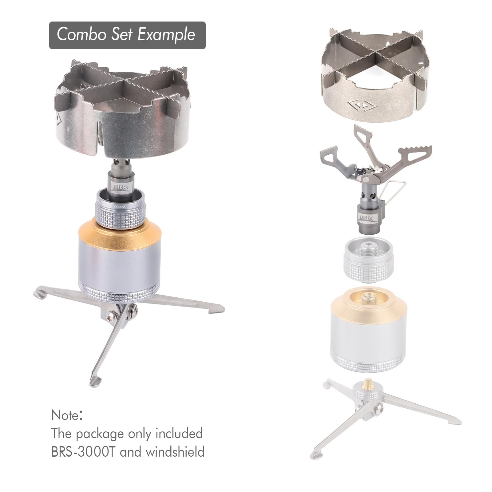 BRS Stove BRS-3000T Stove and Windscreen Ring Combo Set with Cross-stand Tita…