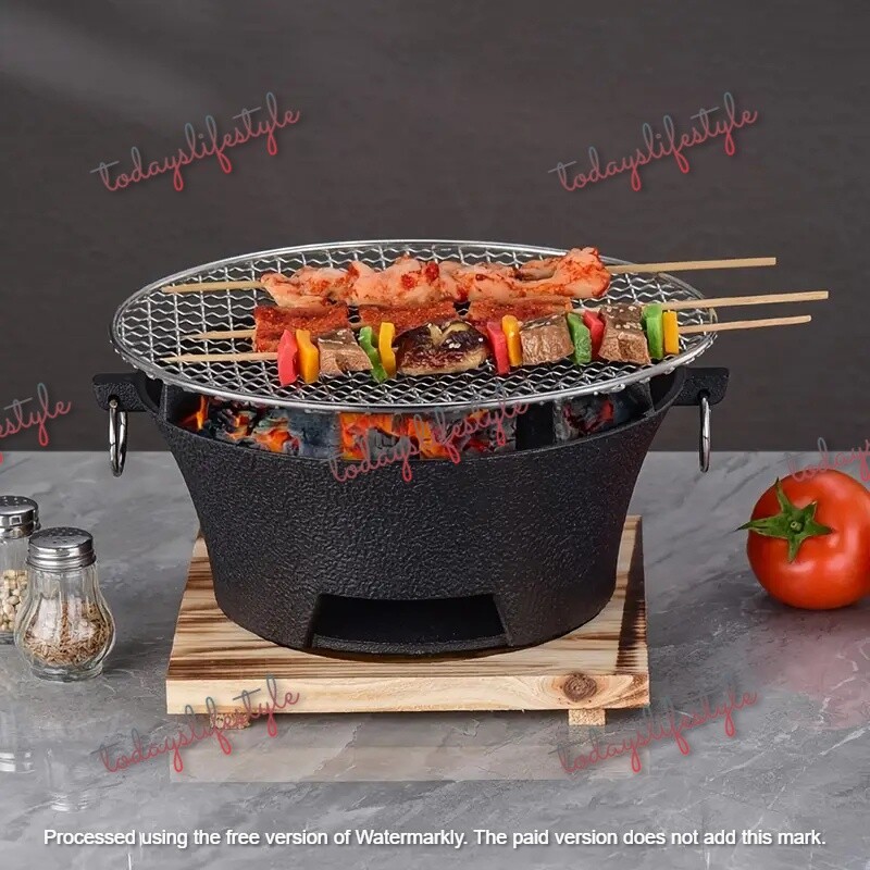 1 Set x Cast Iron Outdoor Barbecue Charcoal Stove, Top Diameter 23cm or 28cm