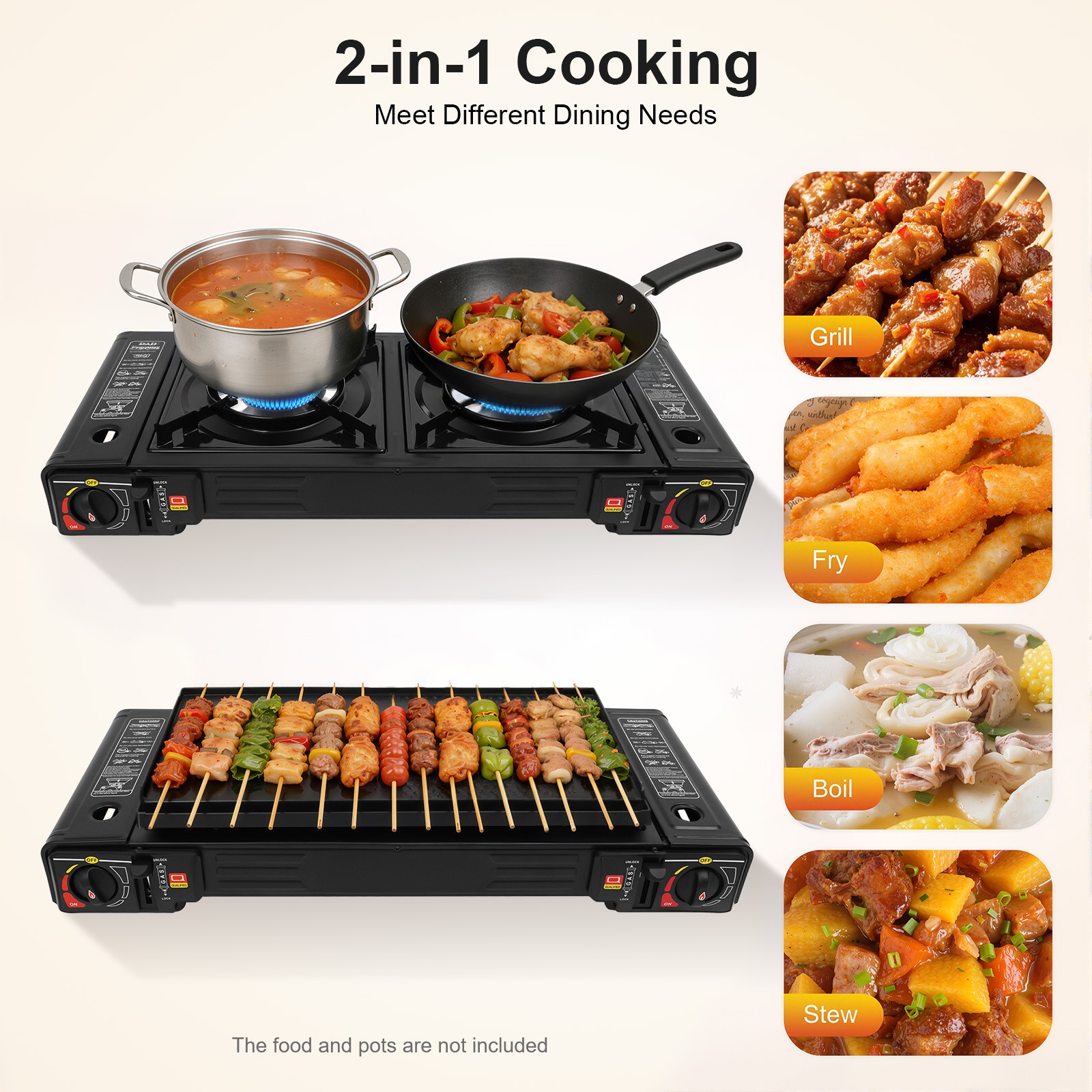 Portable 2-Burner Butane Camping Stove for Outdoor Cooking with Carrying Case