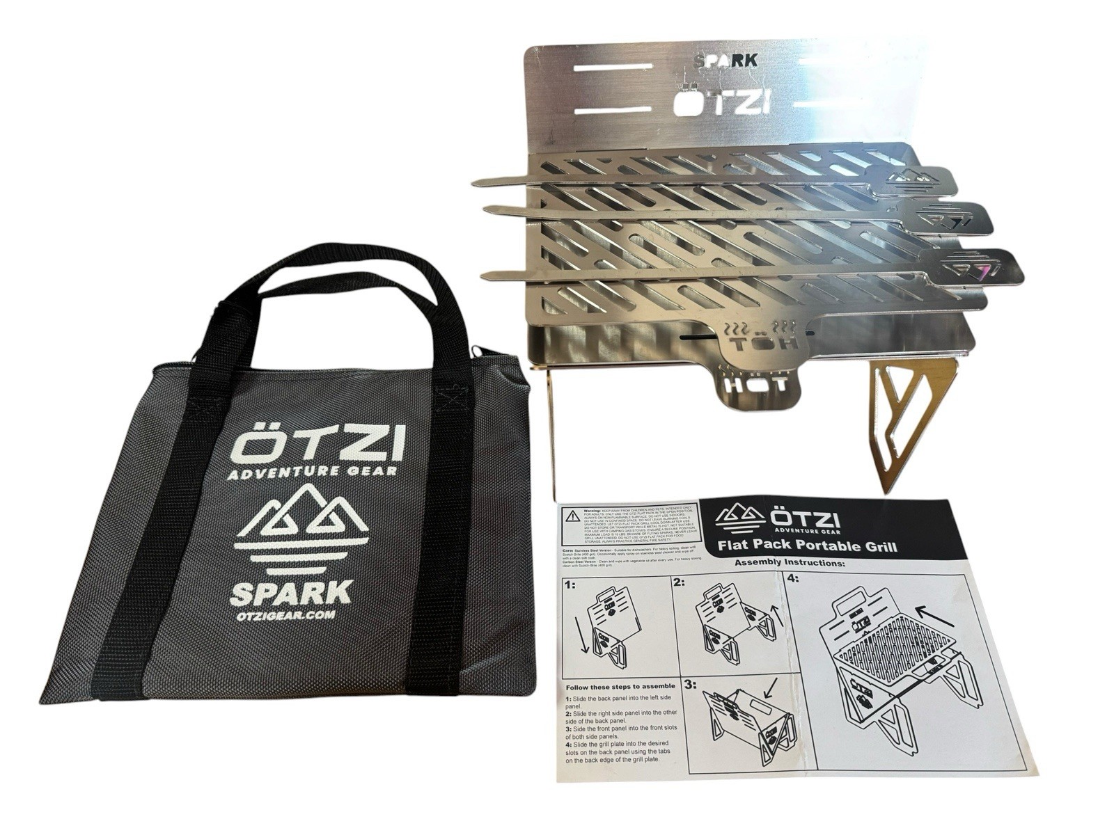 Otzi Adventure Gear Spark Portable Single Person Grill Stainless Steel Camping