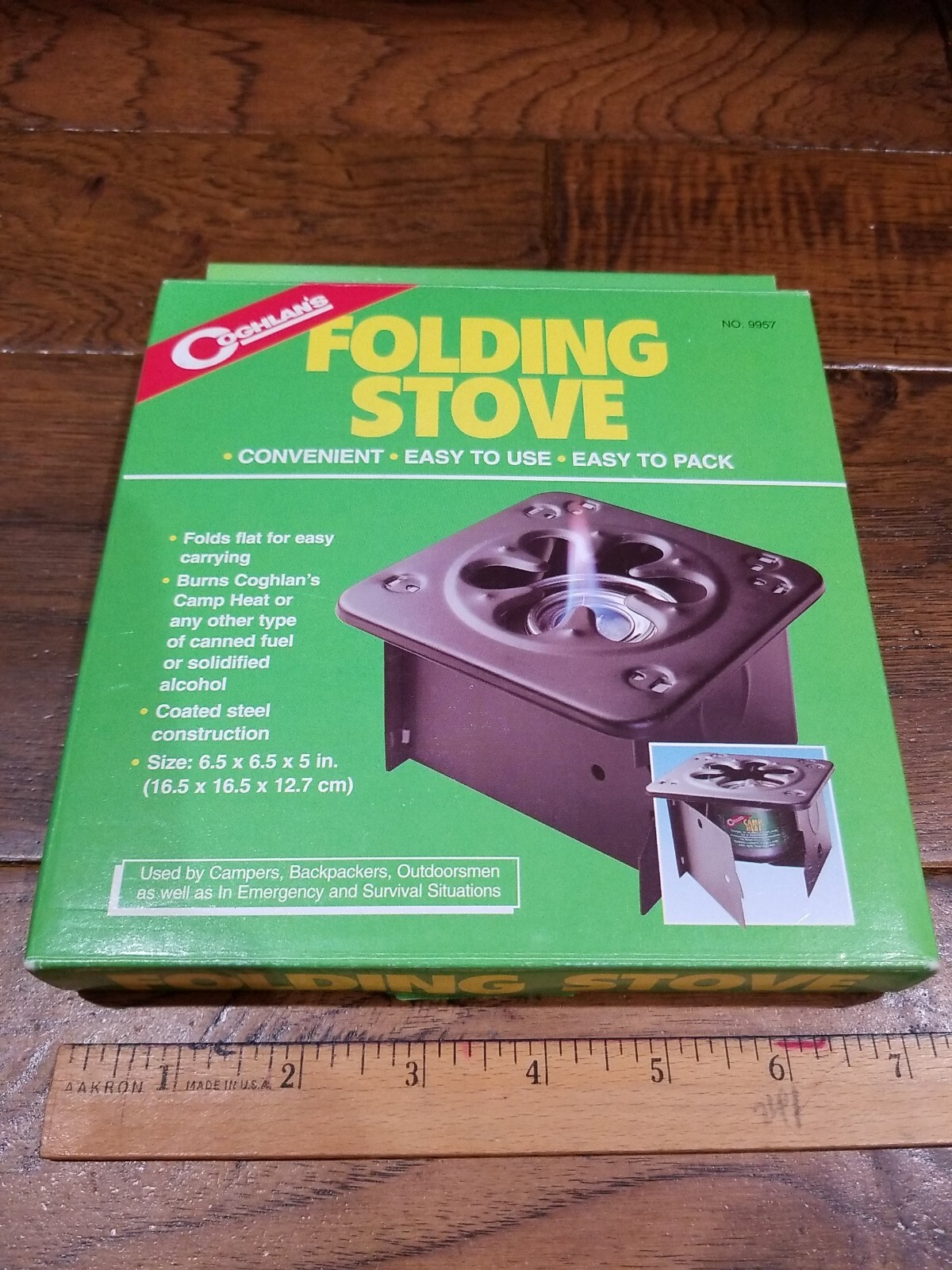 Coghlan’s Folding Stove #9957 Coated Steel Portable Folds Flat Burns Solid Fuel