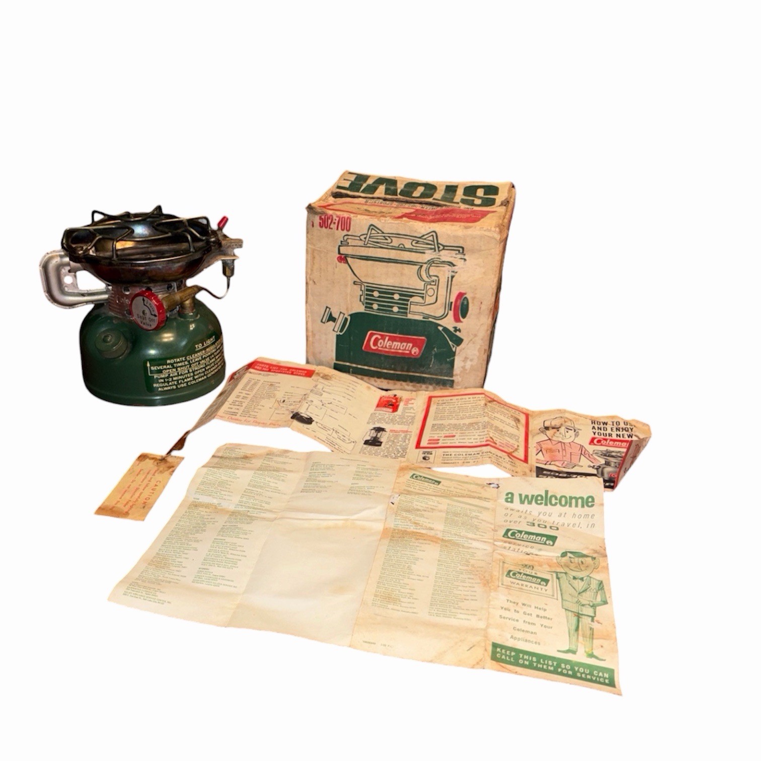 Vintage 1969 Coleman Sportster Single Burner Camp Stove 502-700 Box And Papers