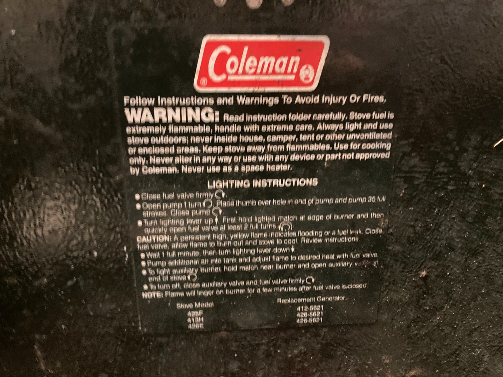 Vintage COLEMAN 425F DUAL BURNER CAMP STOVE
