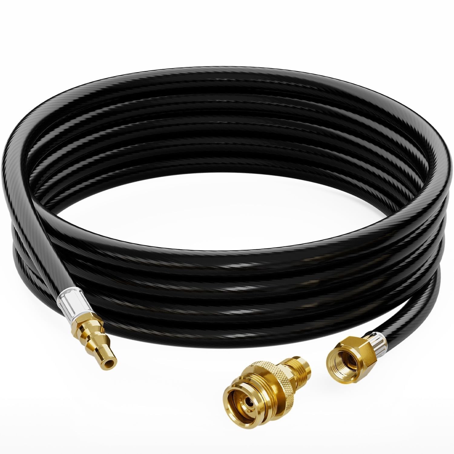 CALPOSE 15 FT Propane Quick Connect Hose for RV to Gas Grill, 2 in 1, Black