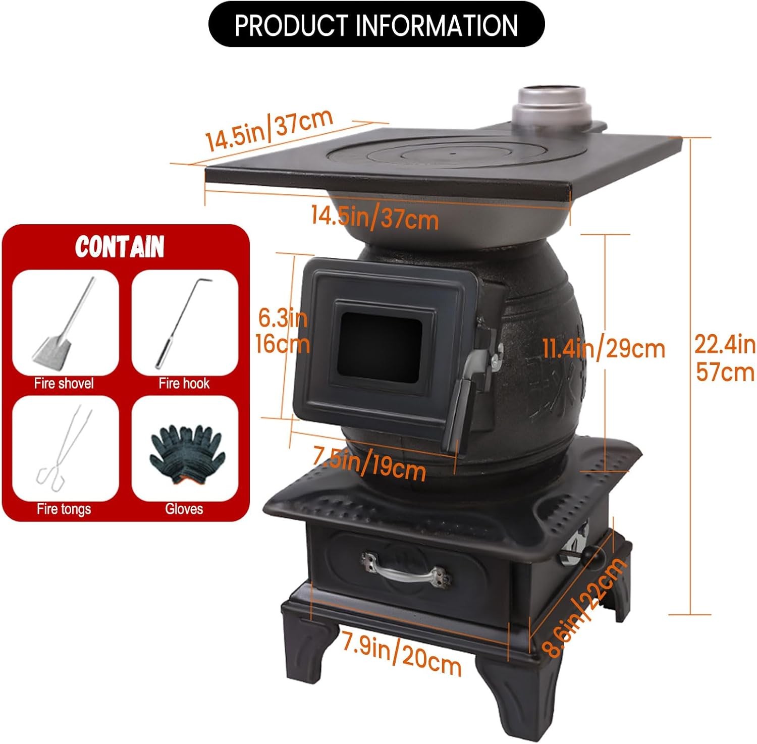 Portable Wood Burning Stove Hot Tent Stove for Outdoor Camping & Heating