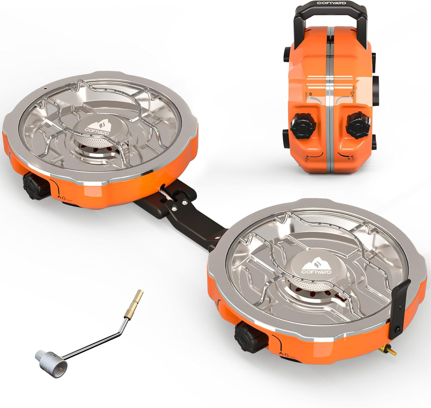 20,000 Btus 2 Burner Propane Camping Stove, Portable Folding Camp Stove with Adj