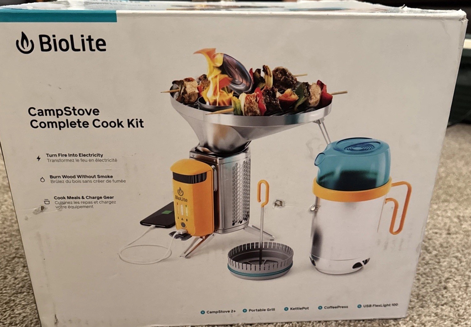 BioLite CampStove 2+ Wood Burning, Complete Cook Kit, Silver