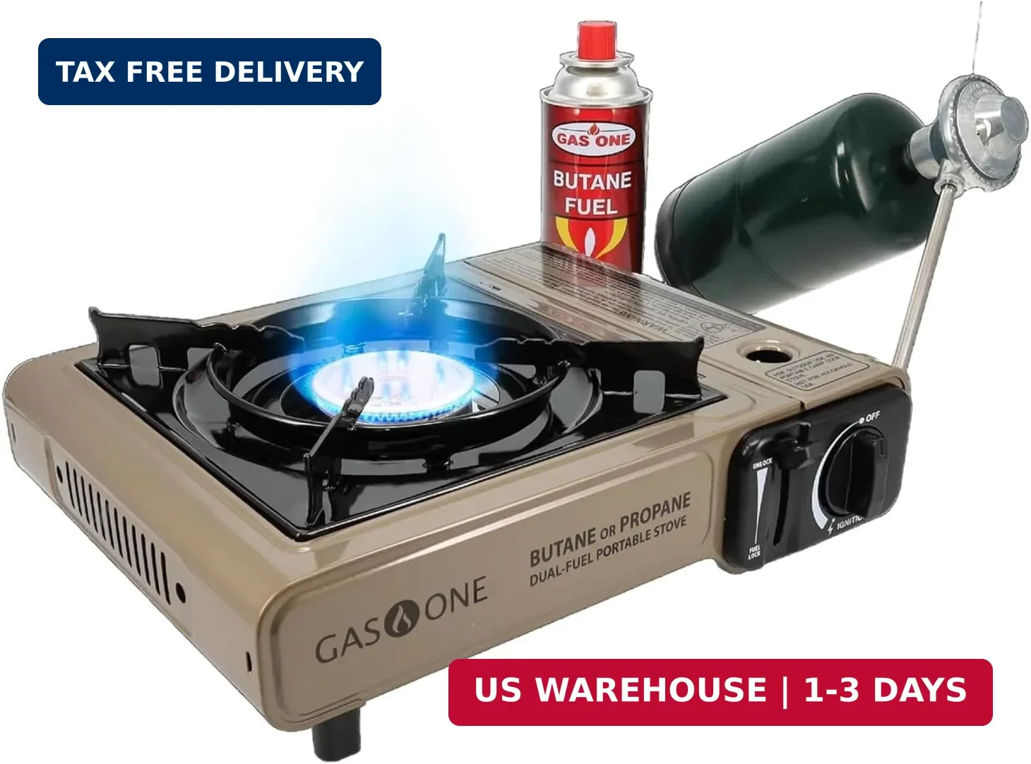 Gas One GS-3400P Propane or Butane Stove Dual Fuel Stove Portable Camping Stove