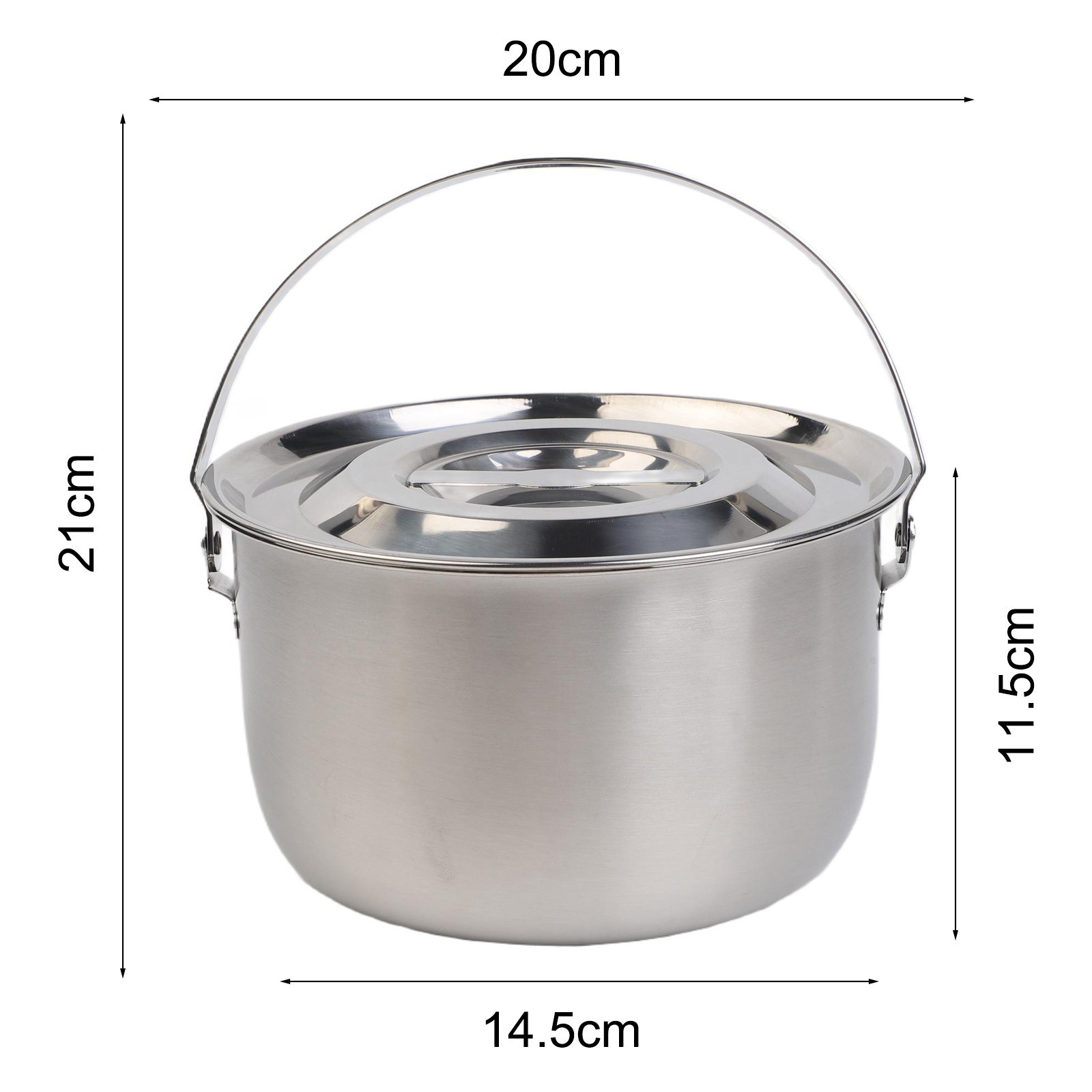 Stainless Steel Camping Cookware Pot with Lid and Handle for Outdoor Use