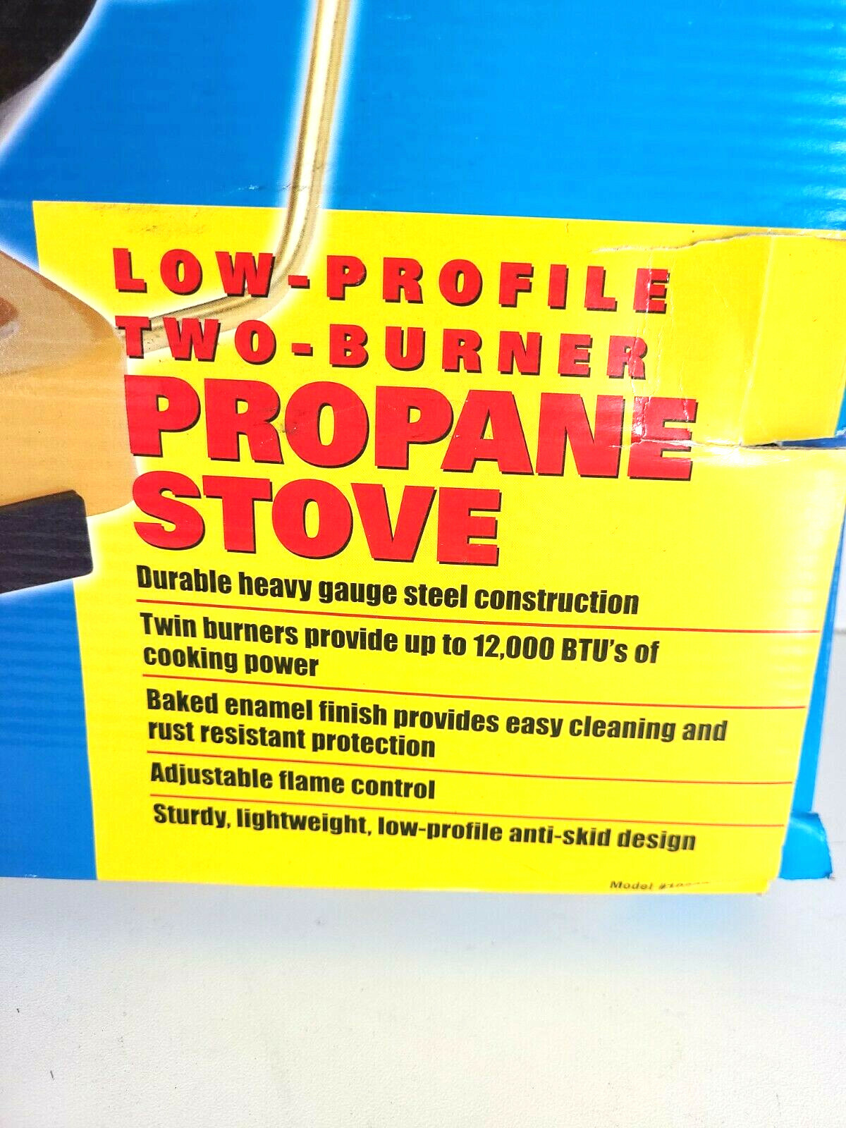 Vtg American Camper Low Profile Two Burner Propane Stove 1080B Yellow + BONUS!!