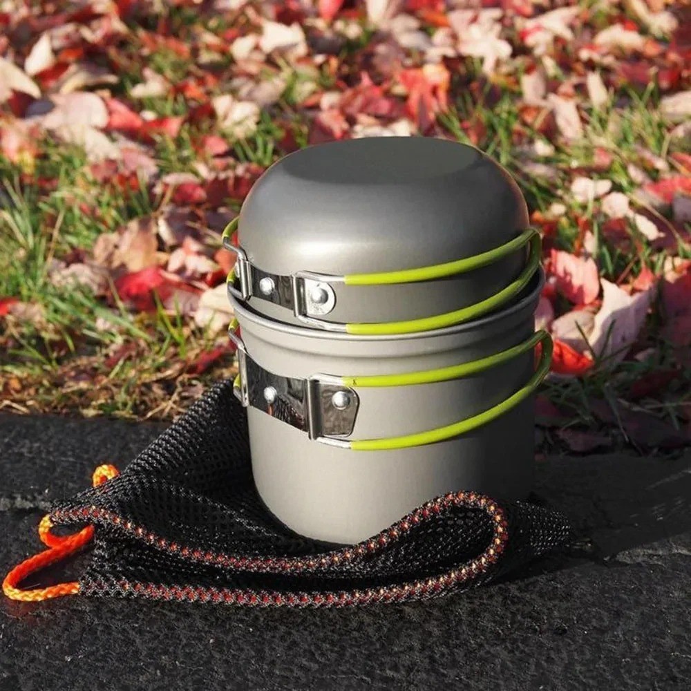 Portable Gas Camping Stove Butane Propane Burner Outdoor Hiking Picnic+Cookware