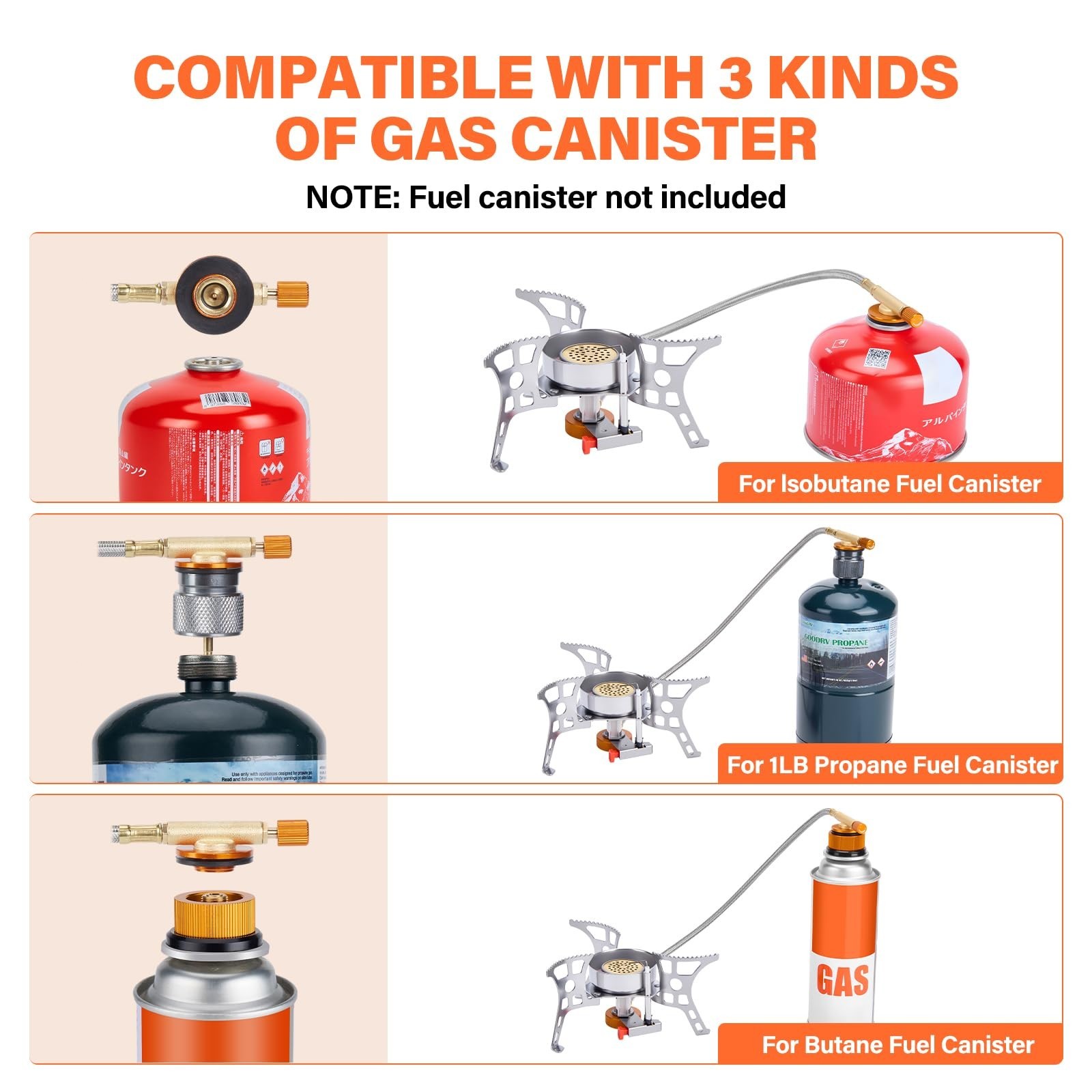 FREESHIP 3900W Portable Backpacking Stove Camping Stove 1LB Propane Tank Adapter