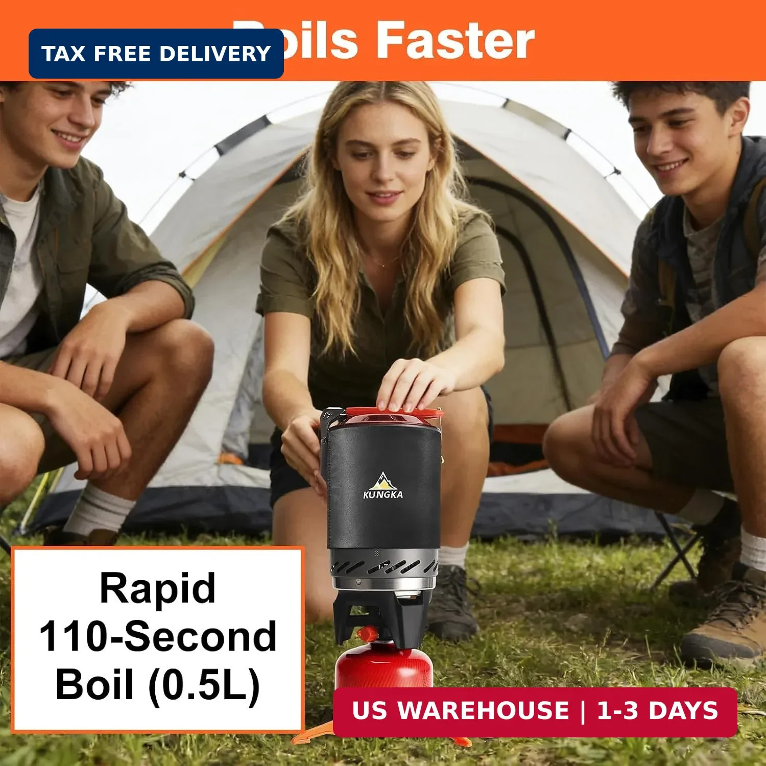 Backpacking and Camping Stove Cooking System | 110-Second Fast Boil,6-in-1 Integ