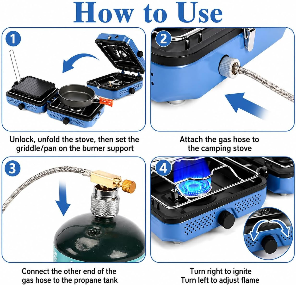 Portable 2-Burner Propane Camping Stove with Carry Bag – 30,000 BTU