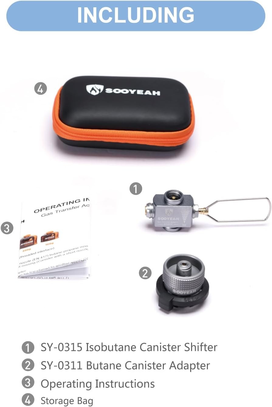 Gas Refill Adapter,Isobutane fuel Butane Adapter + Isobutane Canister Shifter