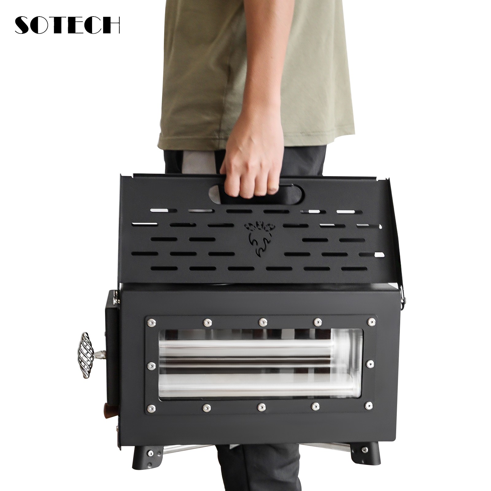 SOTECH Black Wood Stove Portable Camp Fire Heater Grill Camping Hiking Outdoor