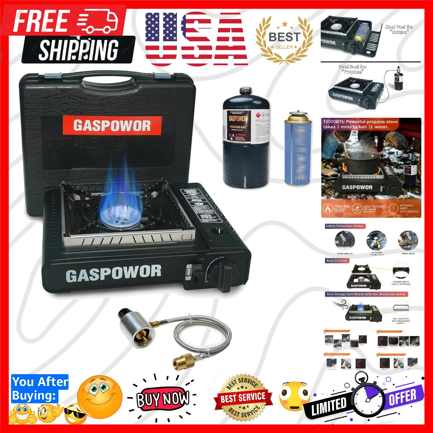 10,000 BTU Propane or Butane Stove with Windblocker, Dual Fuel Propane Stove …