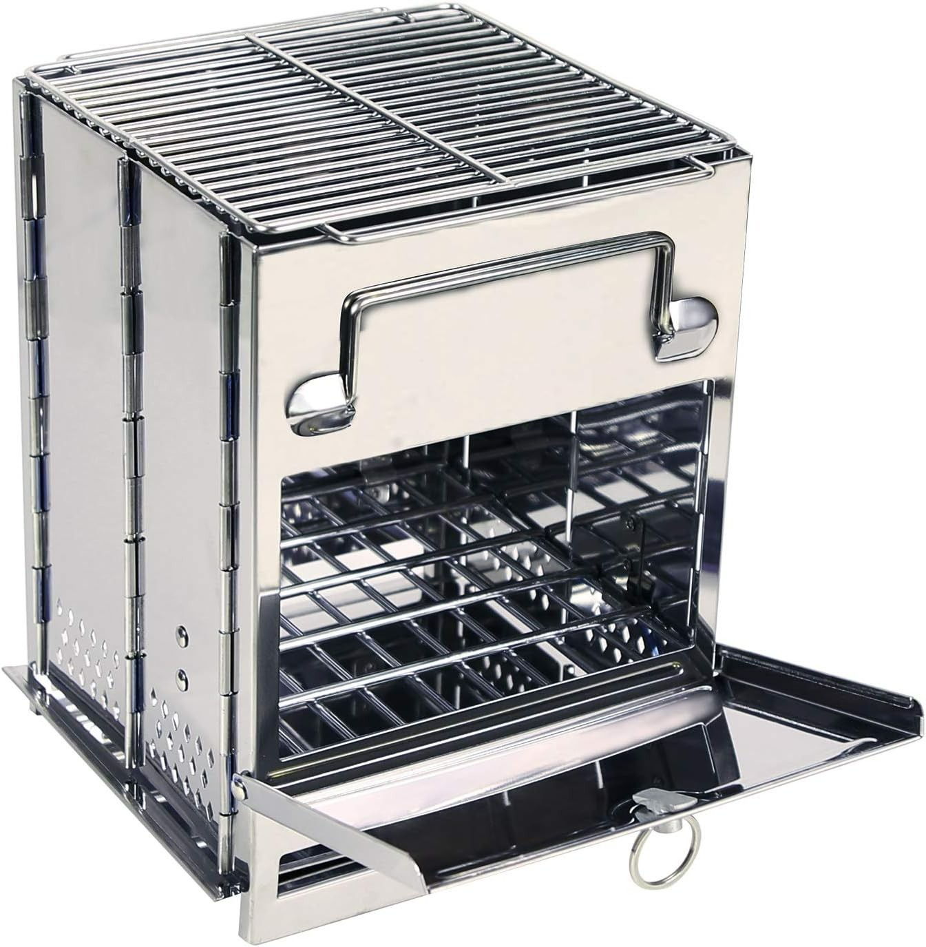Camping Wood Burning Stove, Stainless Steel Compact Portable Foldable Mini Mu…