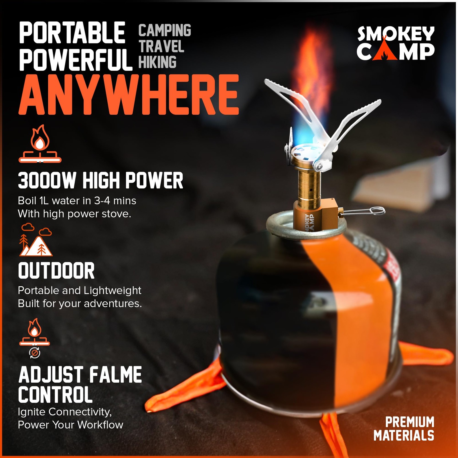 Mini 3000W Camping Stove, Ultralight Backpacking Camp Stove with a Carrying C…