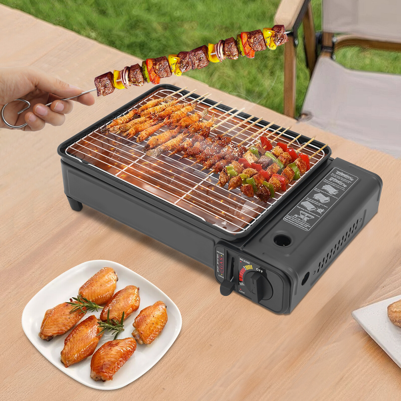 Outdoor Gas Barbecue Stove PortableCamping Gas Stove Tabletop Cooking Stove