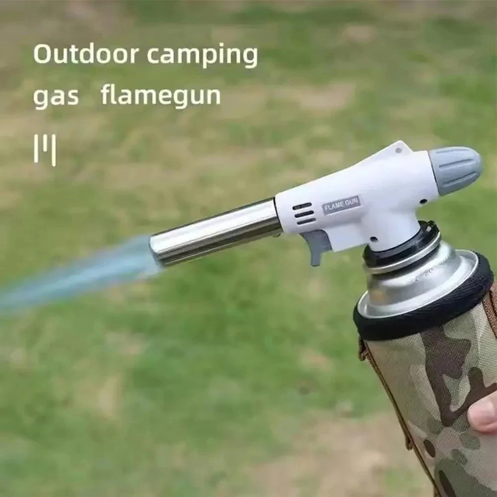 Outdoor Butane Gas Torch Burner Adjustable Flame for Camping Cooking BBQ Baking