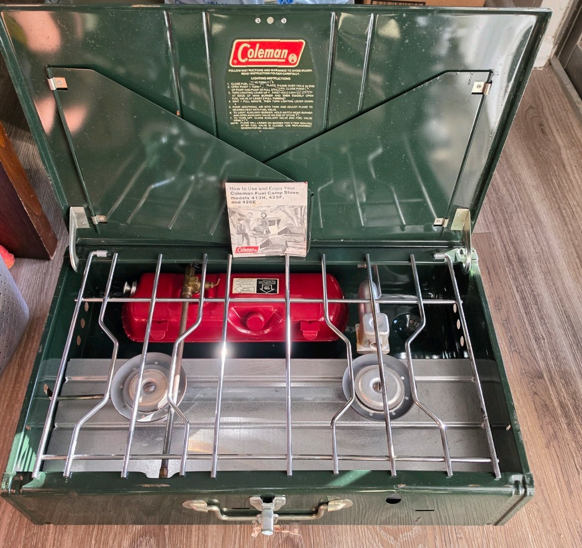 Vintage Coleman 413H Powerhouse Dual 2 Burner Gas Camp Stove 03-1985