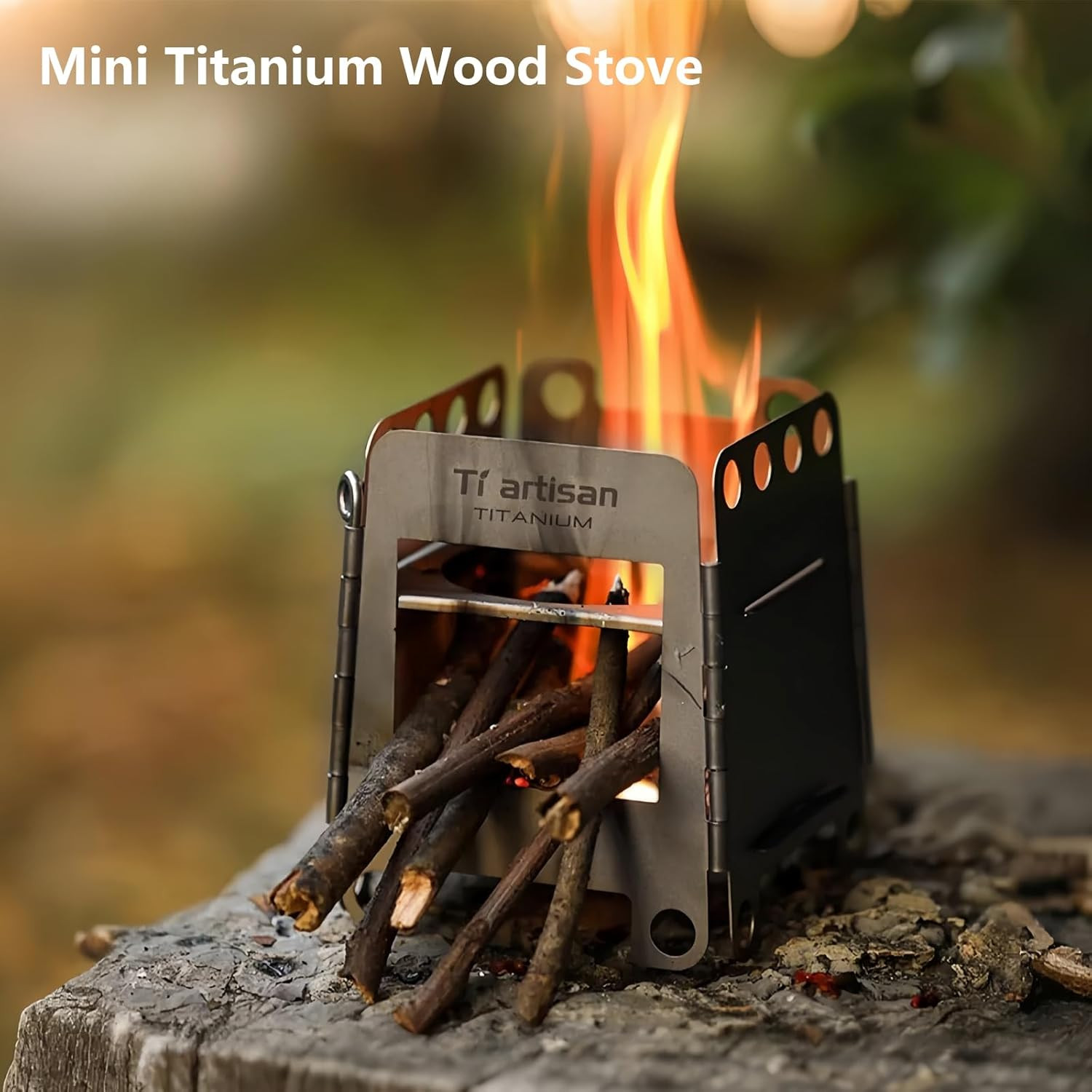 Titanium Wood Stove Foldable Portable Alcohol Stove Titanium Wood Burning Stove