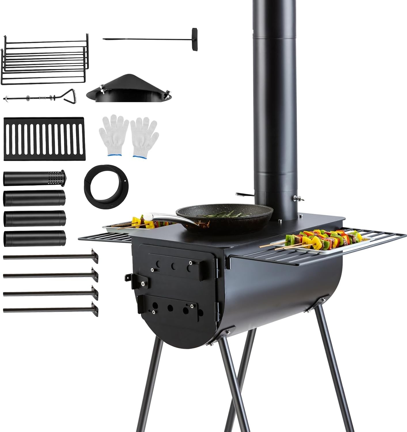 VEVOR 118″ Camping Wood Stove Portable Alloy Steel Tent Stove