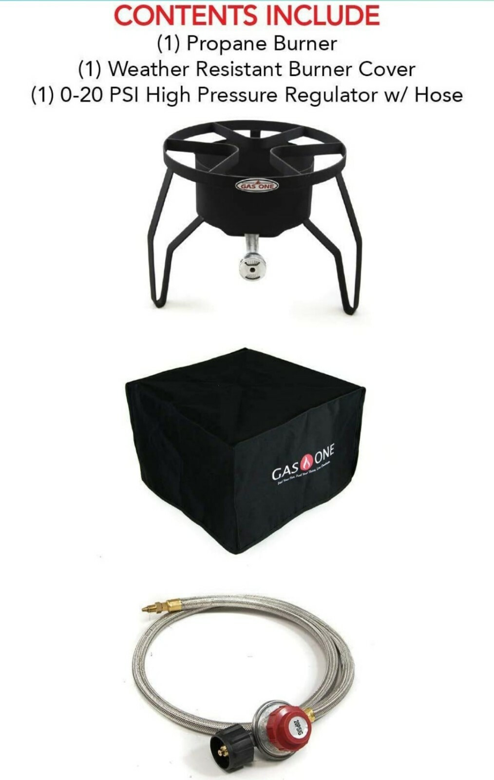 GasOne B-5300+50480 Burner with Cover High-Pressure Outdoor Propane Stove