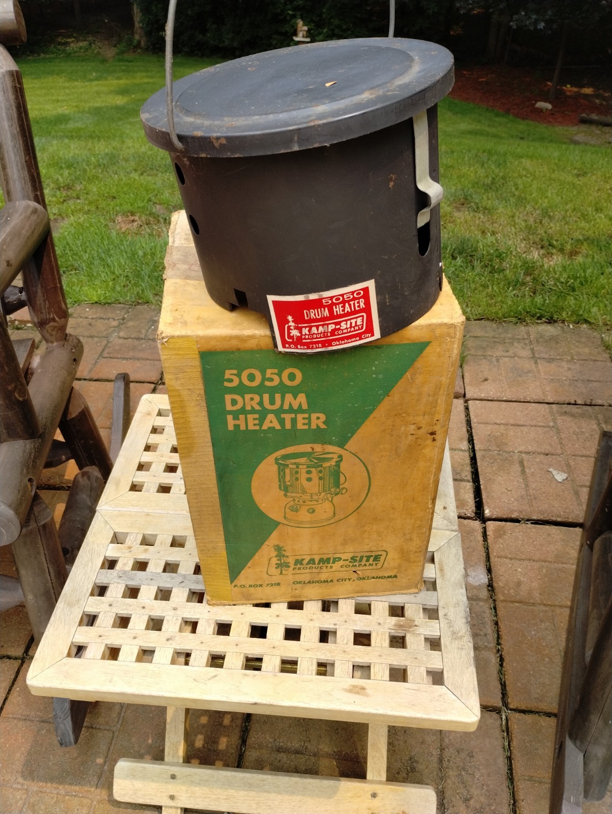 VINTAGE KAMP-SITE 5050 DRUM HEATER FOR COLEMAN 500 SERIES STOVES RARE W/BOX