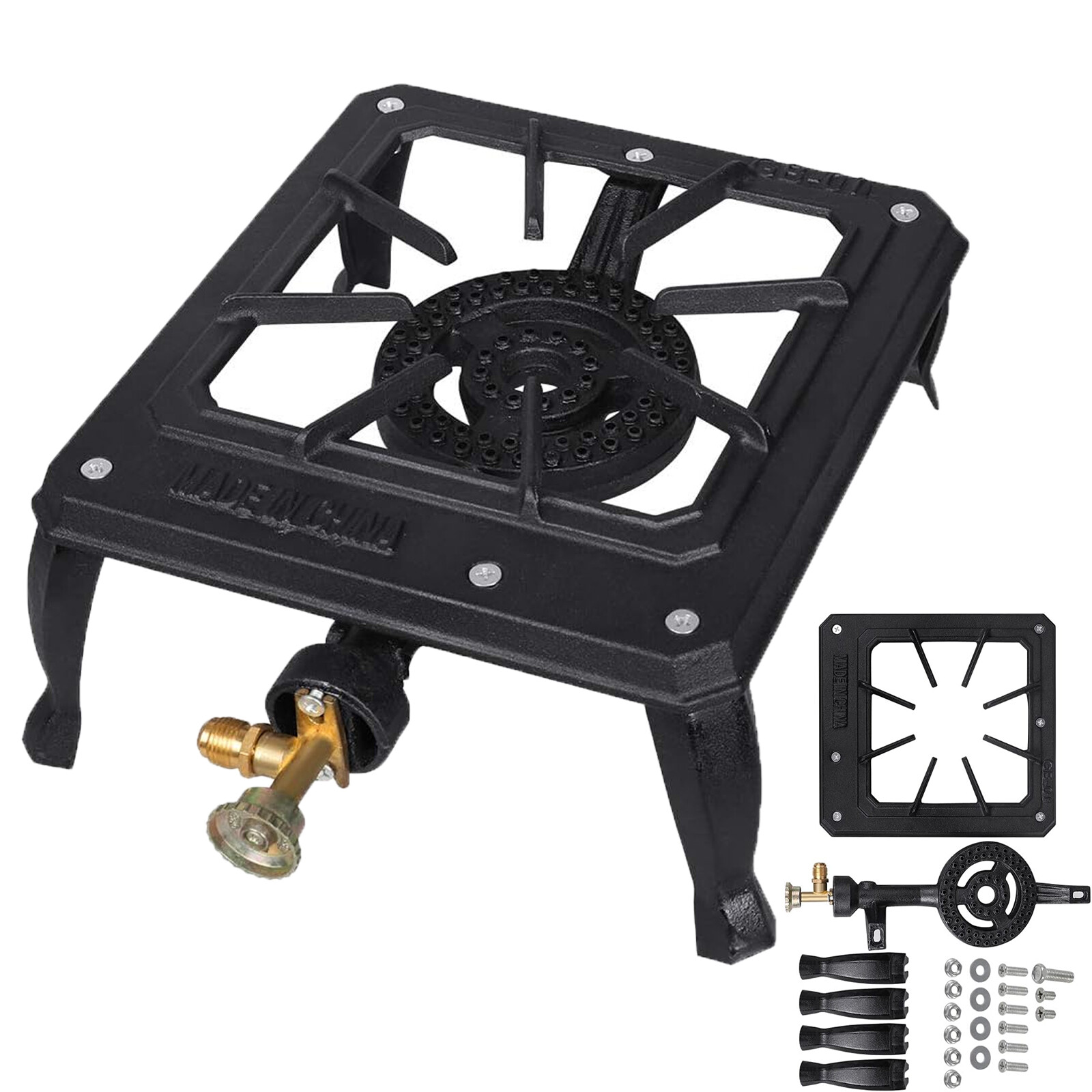1/2/3 Stove Portable Camping Gas Stove Cast Iron Propane Burner Single/Dual Fuel